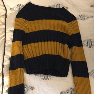NWOT Mustard and Navy Striped Sweater